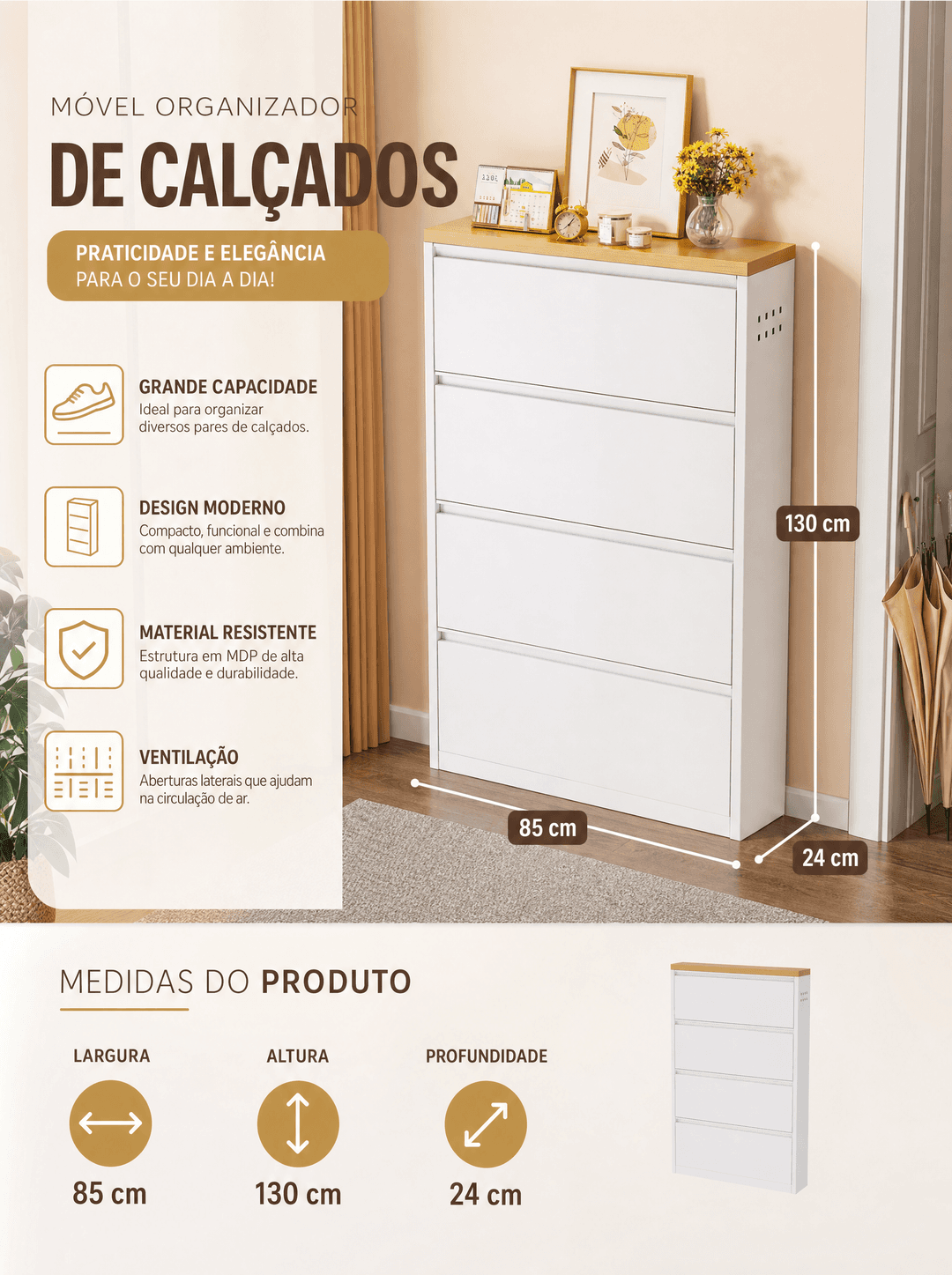 Móvel Organizador de Calçados 4 Gavetas Basculantes — foto 2
